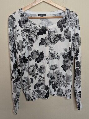 George Rose Floral Cardigan Button Size XL 16/18 Whimsigoth Cottagecore